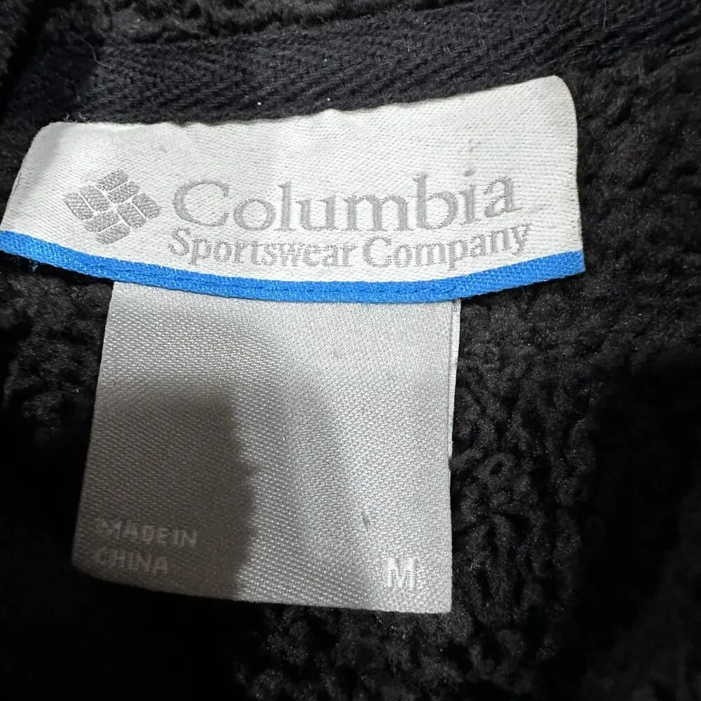 Columbia Jacket Womens Size M Black Sherpa Lined Fleece Full Zip Hooded WL6901